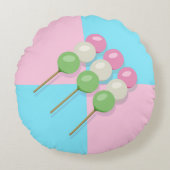 パステルピンクブルー市松模様にダンゴラウンドピロー ラウンドクッション (正面)