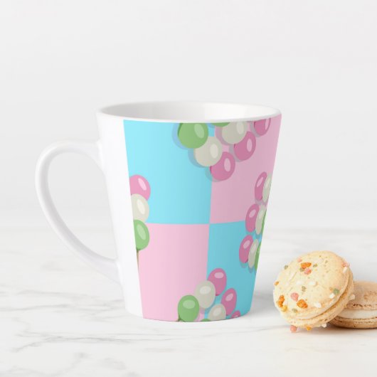 パステルピンクブルー市松模様にダンゴラテマグ カフェラテマグ (インサイチュ)