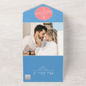 パステルピンクブルー結婚ズオールインワン招待状 オールインワン招待状 (外側)