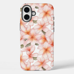 パステルピンクプルメリアフランギパニフローラ iPhone 16 PLUSケース