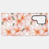 パステルピンクプルメリアフランギパニフローラ SAMSUNG GALAXYケース (裏面横)
