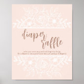 パステルピンクベビーイン開花おむつラッフルサイン ポスター (正面)
