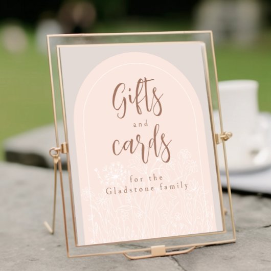 パステルピンクベビーイン開花シャワーギフトテーブルサイン ポスター