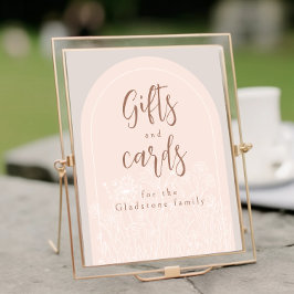 パステルピンクベビーイン開花シャワーギフトテーブルサイン ポスター