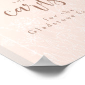 パステルピンクベビーイン開花シャワーギフトテーブルサイン ポスター (角)