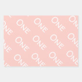 パステルピンクベビーガールファースト誕生日 ラッピングペーパーシート (正面3)