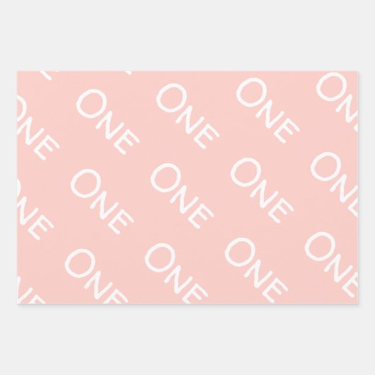 パステルピンクベビーガールファースト誕生日 ラッピングペーパーシート (正面3)