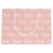 パステルピンクベビーガールファースト誕生日 ラージペーパーバッグ (正面)