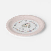 パステルピンクベビーラムガールベビーシャワー ペーパープレート (アングル)