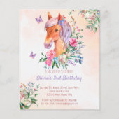 パステルピンクベビー馬の予算の誕生日の招待状 (正面)