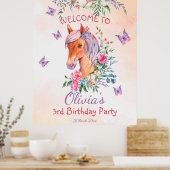 パステルピンクベビー馬の女の子の誕生日パーティー ポスター (キッチン)