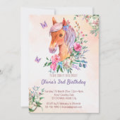 パステルピンクベビー馬の女の子の誕生日パーティー 招待状 (正面)