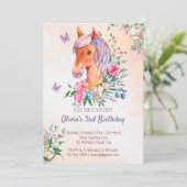 パステルピンクベビー馬の女の子の誕生日パーティー 招待状 (スタンド正面)