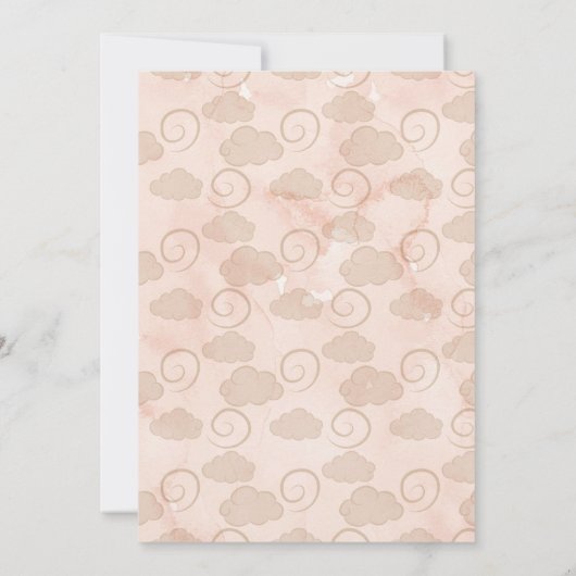 パステルピンクホットエアバルーンガールベビーシャワー 招待状 (裏面)