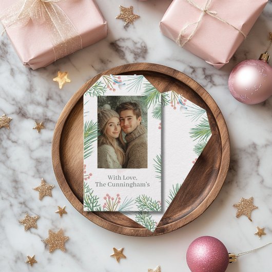 パステルピンクホリークリスマス ギフトタグ