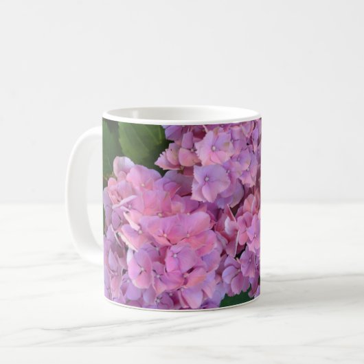 パステルピンクホルテンシアアジサイの花 コーヒーマグカップ (正面左)