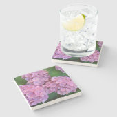 パステルピンクホルテンシアアジサイの花 ストーンコースター (横)