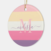 パステルピンクホワイトイエローパープルカラーブロック セラミックオーナメント (左)