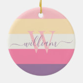 パステルピンクホワイトイエローパープルカラーブロック セラミックオーナメント (裏面)