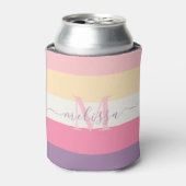 パステルピンクホワイトイエローパープルカラーブロック 缶クーラー (缶正面)