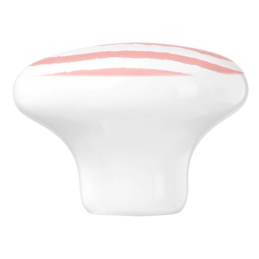 パステルピンクホワイトウォーター色のストライプ セラミックノブ (側面)