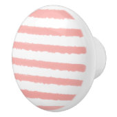 パステルピンクホワイトウォーター色のストライプ セラミックノブ (右)