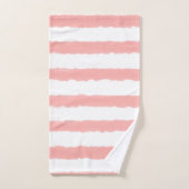 パステルピンクホワイトウォーター色のストライプ バスタオルセット (ハンドタオル)
