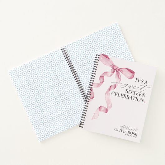 パステルピンクボウ甘い16文字へ誕生日ガール ノートブック (内部)
