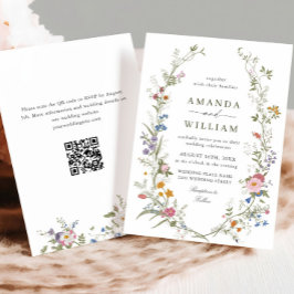 パステルピンクボヘミアンフローラワイルドフラワー結婚ズ 招待状