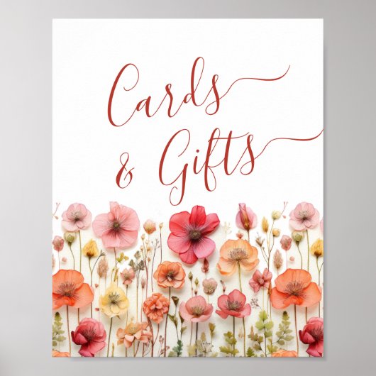パステルピンクボヘミアンワイルドフラワーカード&ギフト ポスター (正面)