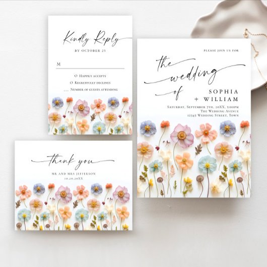 パステルピンクボヘミアンワイルドフラワーカード&ギフト ポスター