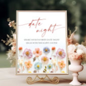 パステルピンクボヘミアンワイルドフラワーズデイトナイトアイディア ポスター