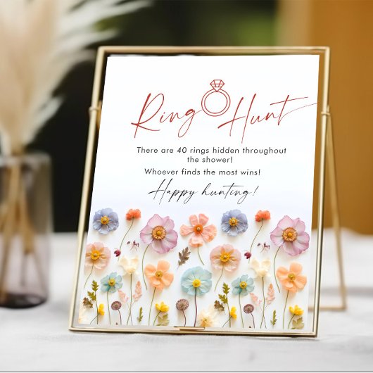 パステルピンクボヘミアンワイルドフラワーズリングや輪狩りサイン ポスター