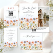 パステルピンクボヘミアンワイルドフラワーズレシピカードサイン ポスター