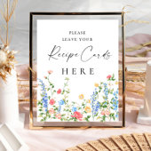 パステルピンクボヘミアンワイルドフラワーズレシピカードサイン ポスター