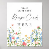 パステルピンクボヘミアンワイルドフラワーズレシピカードサイン ポスター (正面)