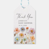 パステルピンクボヘミアンワイルドフラワーベビーシャワー ギフトタグ (正面)