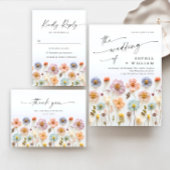 パステルピンクボヘミアンワイルドフラワー結婚ズ詳細 エンクロージャーカード