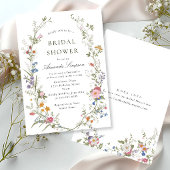 パステルピンクボホフローラワイルドフラワーブライダルシャワー 招待状