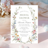 パステルピンクボホフローラワイルドフラワーブライダルシャワー 招待状