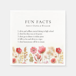 パステルピンクボホワイルドフラワーおもしろいファクト結婚ズ スタンダードカクテルナプキン