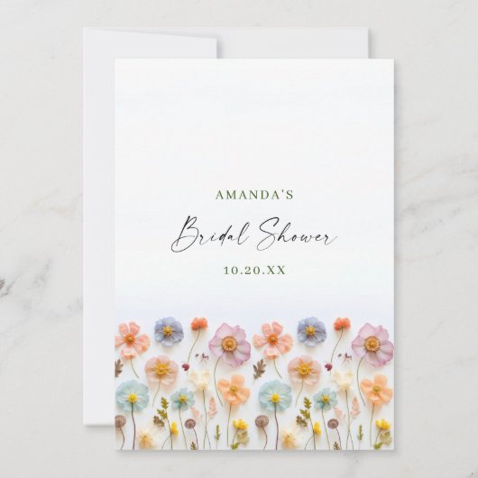 パステルピンクボホワイルドフラワーズブライダルゲームカード 招待状 (裏面)