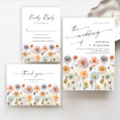 パステルピンクボホワイルドフラワーズブライダルゲームカード 招待状