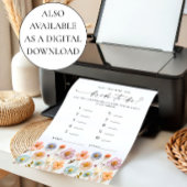 パステルピンクボホワイルドフラワーズブライダルゲームカード 招待状