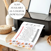 パステルピンクボホワイルドフラワーズブライダルゲームカード 招待状