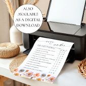 パステルピンクボホワイルドフラワーズブライダルゲームカード 招待状