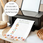 パステルピンクボホワイルドフラワーズブライダルゲームカード 招待状