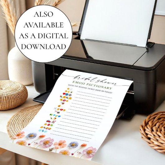 パステルピンクボホワイルドフラワーズブライダルゲームカード 招待状