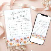 パステルピンクボホワイルドフラワーズブライダルゲームカード 招待状