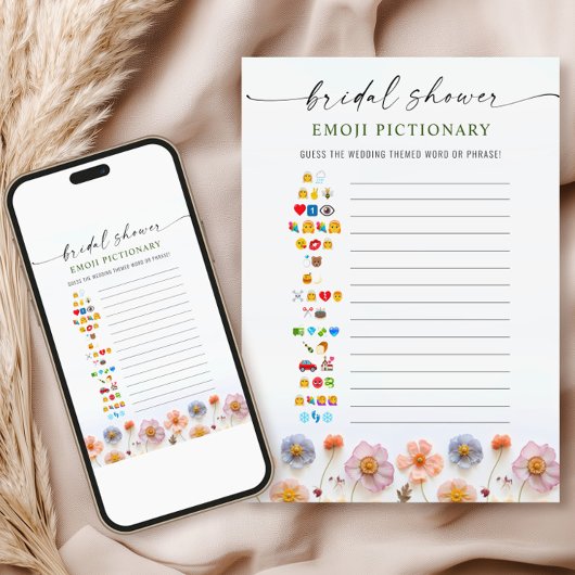 パステルピンクボホワイルドフラワーズブライダルゲームカード 招待状